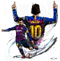 FC Barcelona - Messi 600 Goals : Order from the FC Barcelona, An illustration of the famous Leo Messi , one of the best player of soccer in the world to celebrate his 600th Goal of his career.My painting was used for the official medias of The FC Barcelon