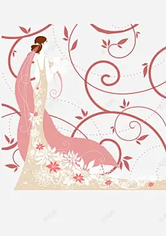 扁平化优雅捧花新娘 平面电商 创意素材