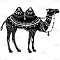 装饰骆驼的风格化图案