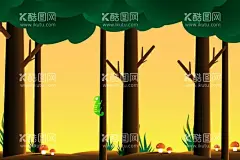 扁平风风景装饰画  - 源文件下载【酷图网】扁平风,风景装饰画,月夜湖水海面,自然风光,山峰海底,月色,
