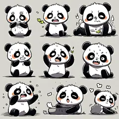 熊猫表情包素材图AI图
