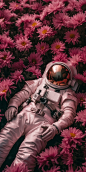 General 1536x3072 AI art astronaut spacesuit flowers field portrait display reflection