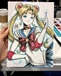 (72:200) Sailormoon sketch commission. It was fun! :) #sdcc2018 #sailormoon #artgerm200