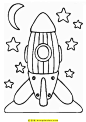 17张太空宇宙地球月球火箭航空舱卡通儿童简笔画-红豆饭小学生简笔画大全