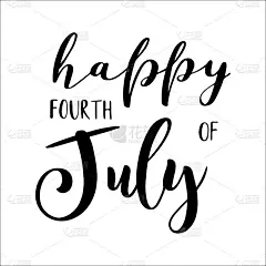 7月4日。手绘â快乐四Julyâ引，孤立在白色背景上。独立日书法。为明信片，邀请，海报，图标