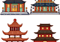 397中国风传统建筑城门房屋门楼凉亭国潮古建筑插画装饰元素素材-淘宝网