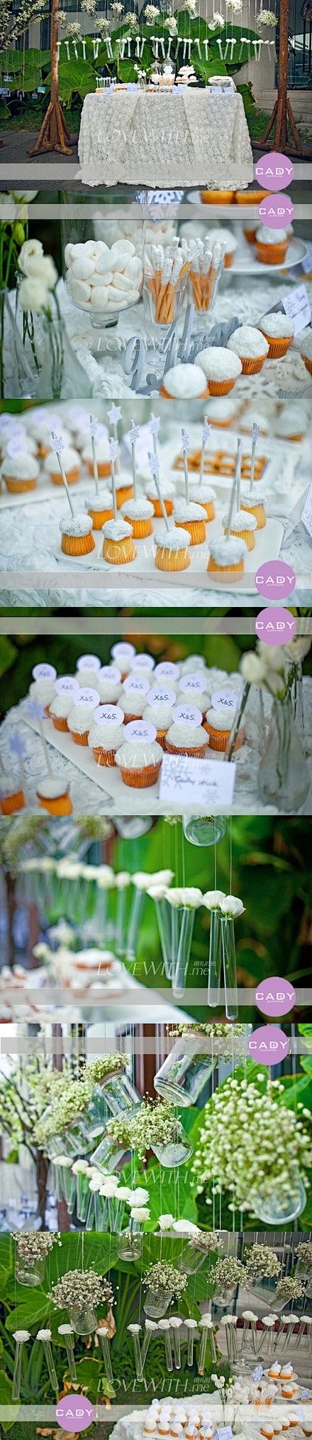 #婚礼布置#白绿搭配的森系甜品桌，少了一...
