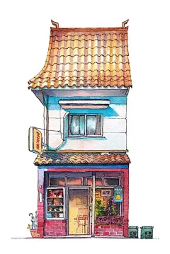日本街头小店，插画师Mateusz Urbanowicz ​​​​