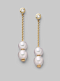 Mikimoto 7mm White Cultured Pearl, Diamond & 18k Yellow Gold Earrings in White | Lyst