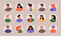 Avatars set with people face for social media or profile in app. vector flat collection of men and women heads in circle frame, female and male characters portraits with different hairstyle Free Vector