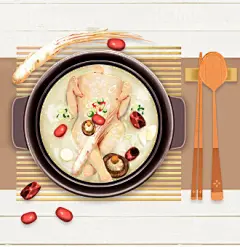 滋补鸡汤 淡彩水色 手绘美食 餐饮美食插图插画设计PSD