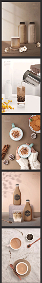 牛角面包手持花样丝滑珍珠奶茶咖啡奶昔点心景模板PSD海报素材