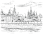莫斯科,矢量,绘画插图,动物手,数字4,国际著名景点,克里姆林宫,背景分离,砖