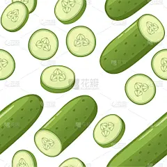 Seamless pattern. Fresh cucumber and slice of cucu