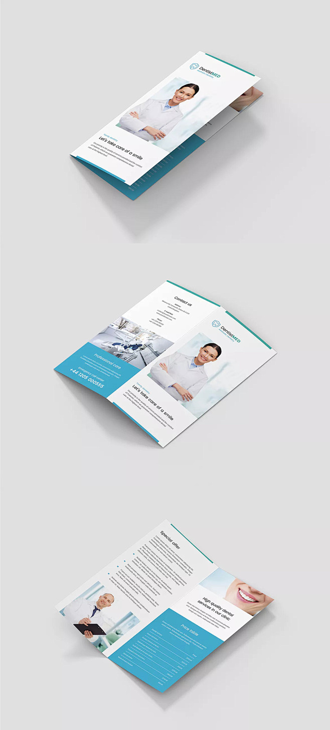 医疗牙科牙医医院折页手册宣传单设计模板