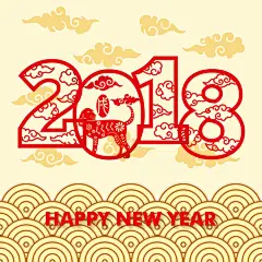 2018狗年新春剪纸风窗贴窗花创意装饰海报风格eps矢量设计素材-淘宝网