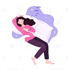 扁平风休息睡觉的女孩放松舒缓人物矢量插画高清模板免费下载-趣麦麦图