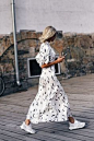 Maxi dress with sneakers - 2018 street style