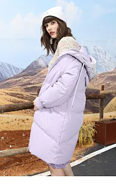 艾莱依2019秋冬新款趣味耳朵长款羽绒服女装大衣601801125-tmall.com天猫