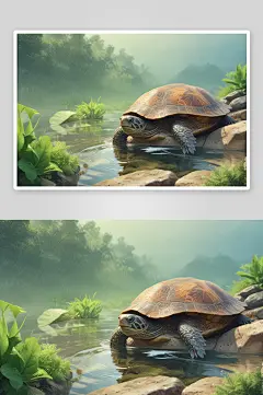 幸福快乐的乌龟图画作品-众图网