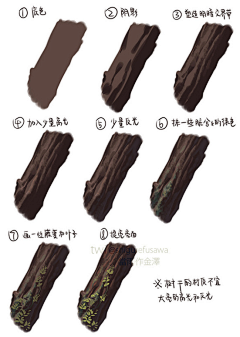 二次元小宇宙采集到S叶子/树/山/草地画法