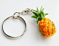 Pineapple Keyring Keychain, Fimo, Polymer Clay, Miniature Food: