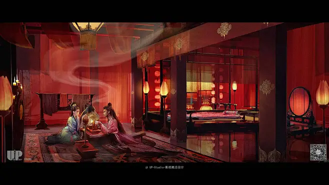 影视概念设计-气氛图-古装内景-妓院-青楼-闺房-花瓣网