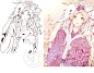 古风动漫 线稿+彩稿对比图 CG动漫sai手绘 插画临摹上色XA011-淘宝网