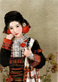 56个民族传统服饰手绘_德昂族