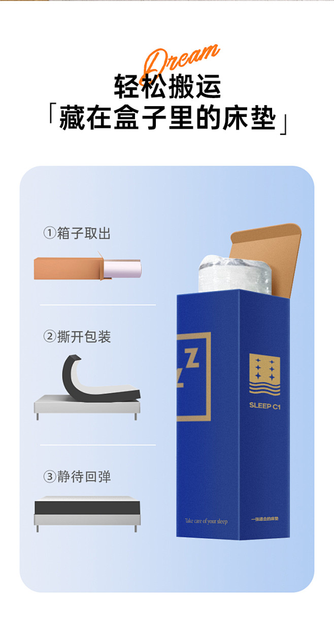 蓝色记忆棉盒子高箱床垫席梦思家用压缩薄款...