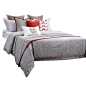 高档现代新中式轻奢样板房间床上用品全套红灰色高端奢华软装床品-淘宝网
