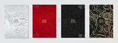 套业务封面设计。几何浮雕背景与3d图案，黄金垃圾纹理。垂直模板的时尚集合