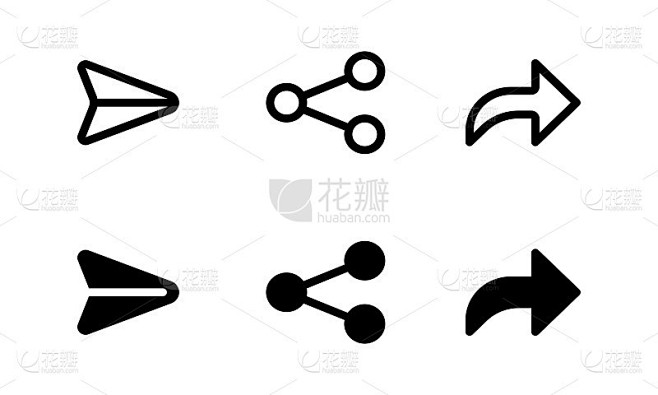 发送、分享和转发按钮是社交媒体上常见的图标