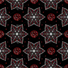 曼荼罗无缝模式。黑红白背景