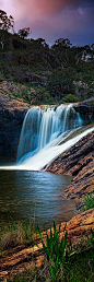 A vertical panorama of the water falls at Serpentine falls in Western Australia