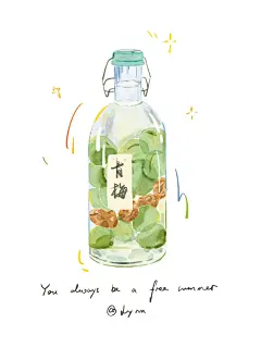 一杯青梅酒，自己加点冰_1_Lynn插画_来自小红书网页版