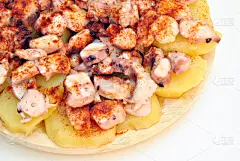 章鱼,饮食,马铃薯,水平画幅,无人,晚餐,食品,摄影,瘦身,吃饭