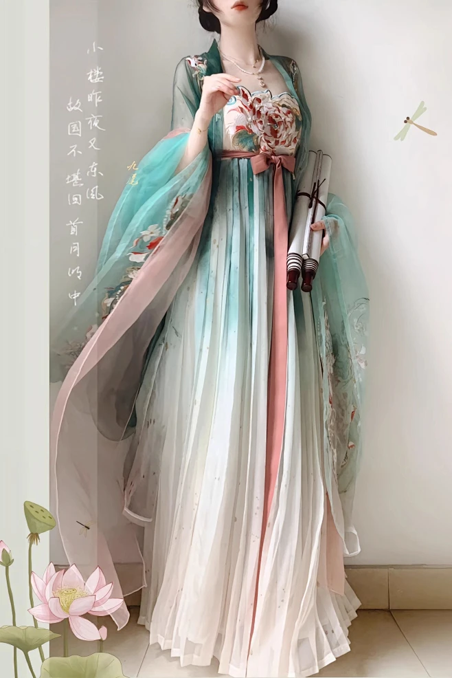 汉服女绣花大袖衫唐制齐胸诃子裙春秋季-淘宝网-花瓣网