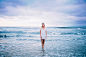 Sea, Woman, Wave, Dress, Fashion, Model, White, Clouds