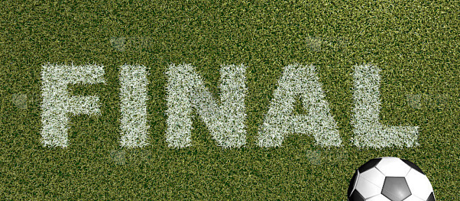 FINAL -草地字母在足球场的3d渲染