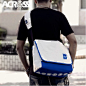 【ACROSS !】100%正品 潮流休闲系列 帆布邮差袋（电脑袋隔层）蓝