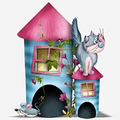 卡通房子猫和老鼠 创意素材