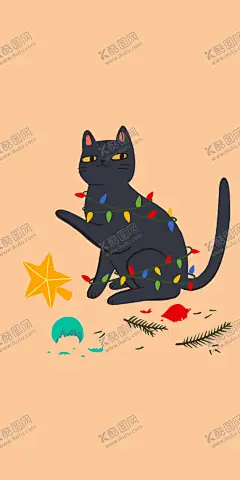 猫咪星人 【酷图网】可爱猫咪,壁纸,圣诞灯和猫咪,捣乱,猫咪
