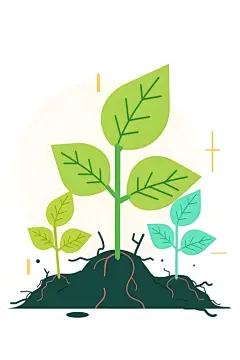 小树苗植树节插画素材