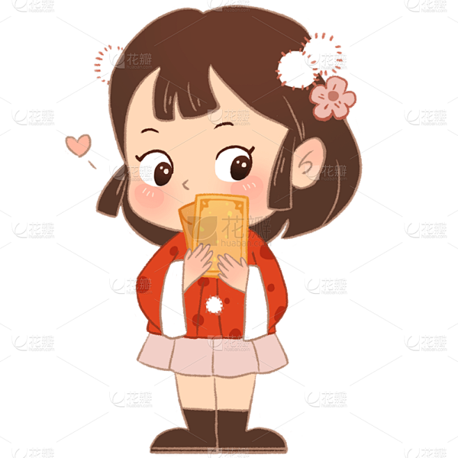手绘-新年喜庆儿童元素-小女孩