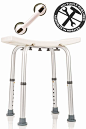 Dr. Maya Adjustable Bath and Shower Chair with Free Suction Assist Shower Handle Large White Anti-Slip Bench Bathtub Stool Seat with Aluminum Legs (Shower Chair)