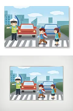 手绘交通安全日指挥交通的交警叔叔原创插画-众图网