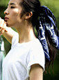 蓝色牛仔 x 白Tee，《Ginza》2015.9月号，model 花梨Karin ​​​​