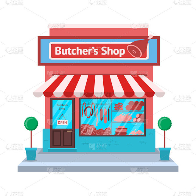 商店,卡通,矢量,概念,肉店,彩色图片