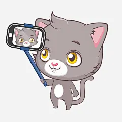 自拍杆高清素材 动物 爱美 猫咪 自拍 免抠png 设计图片 免费下载